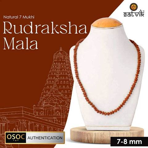 Original 7 Mukhi Rudraksha Mala – 108 Beads for Wealth, Positivity & Saturn Protection. India’s Premium Jap Mala Store - www.satvikworld.com