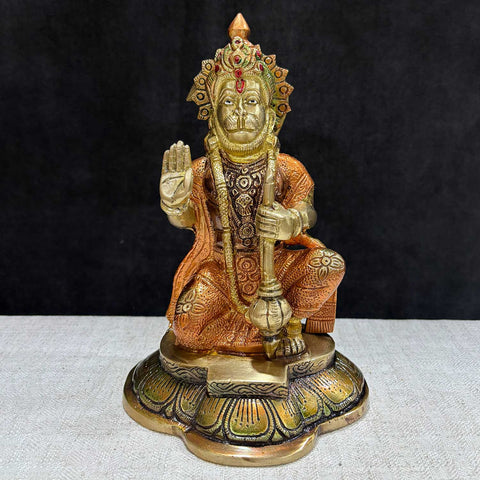 8.9 Inch Brass Hanuman Sculpture – Handcrafted Brass Statue of Lord Hanuman, Featuring Detailed Craftsmanship and a Sturdy Design. Perfect for Home, Temple, and Spiritual Decor, Ideal for Puja, Mandir Decoration, and Invoking Blessings of Strength, Protection, and Courage | India’s Largest Pooja Accessories Brand – www.satvikworld.com