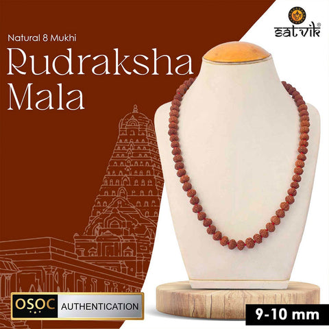 8 Mukhi Semi Pathriya Rudraksha Mala for wisdom, success and removal of obstacles. India’s Premium Rudraksha Jap Mala Store- www.satvikworld.com