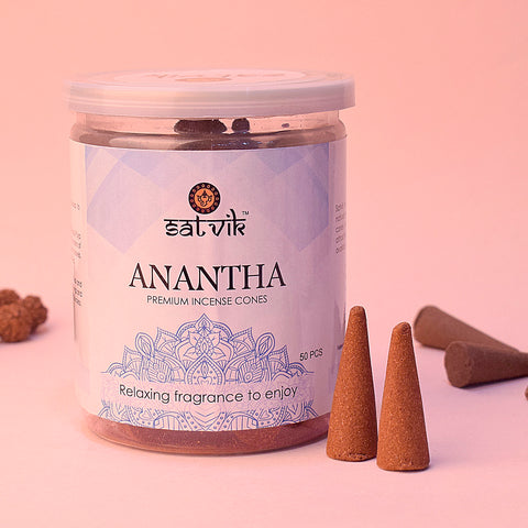 Anantha Incense Cone for Long-Lasting Aroma, Meditation, and Daily Puja Use. India’s Largest Pooja Accessories Brand – www.satvikworld.com
