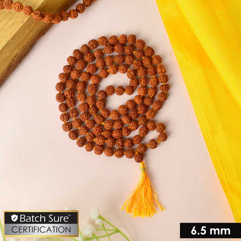 Certified brown Rudraksha mala for mantra chanting, meditation, and spiritual healing. India’s Premium Rudraksha Jap Mala Store- www.satvikworld.com