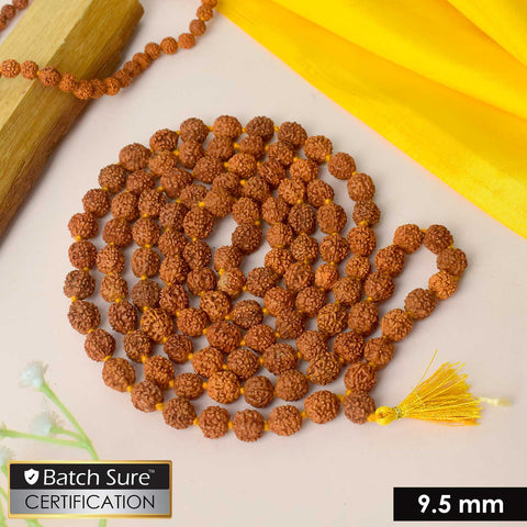 Certified brown Rudraksha mala made of natural sacred beads, used for meditation and spiritual healing. India’s Premium Rudraksha Jap Mala Store- www.satvikworld.com
