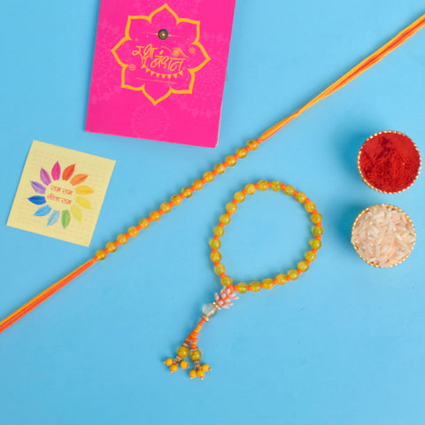 Designer Couple Rakhi Set for Bhaiya and Bhabhi with Roli Chawal and Ram Sita Stickers – Raksha Bandhan Gift Combo. India’s Largest Brass Idols Brand - www.satvikworld.com