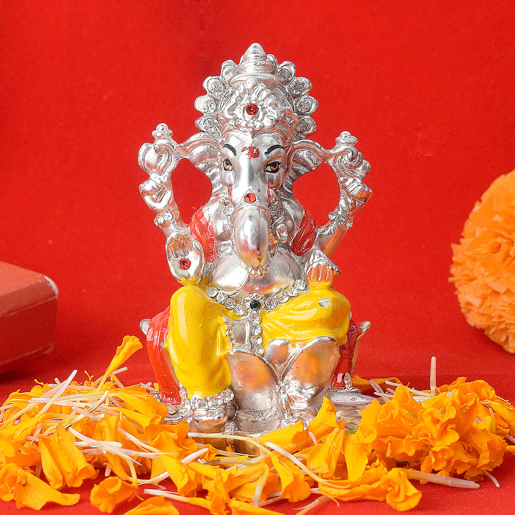 Silver Ganesh Idol Puja Store Online Pooja Items Online Puja Samagri Pooja Store near me www.satvikworld.com