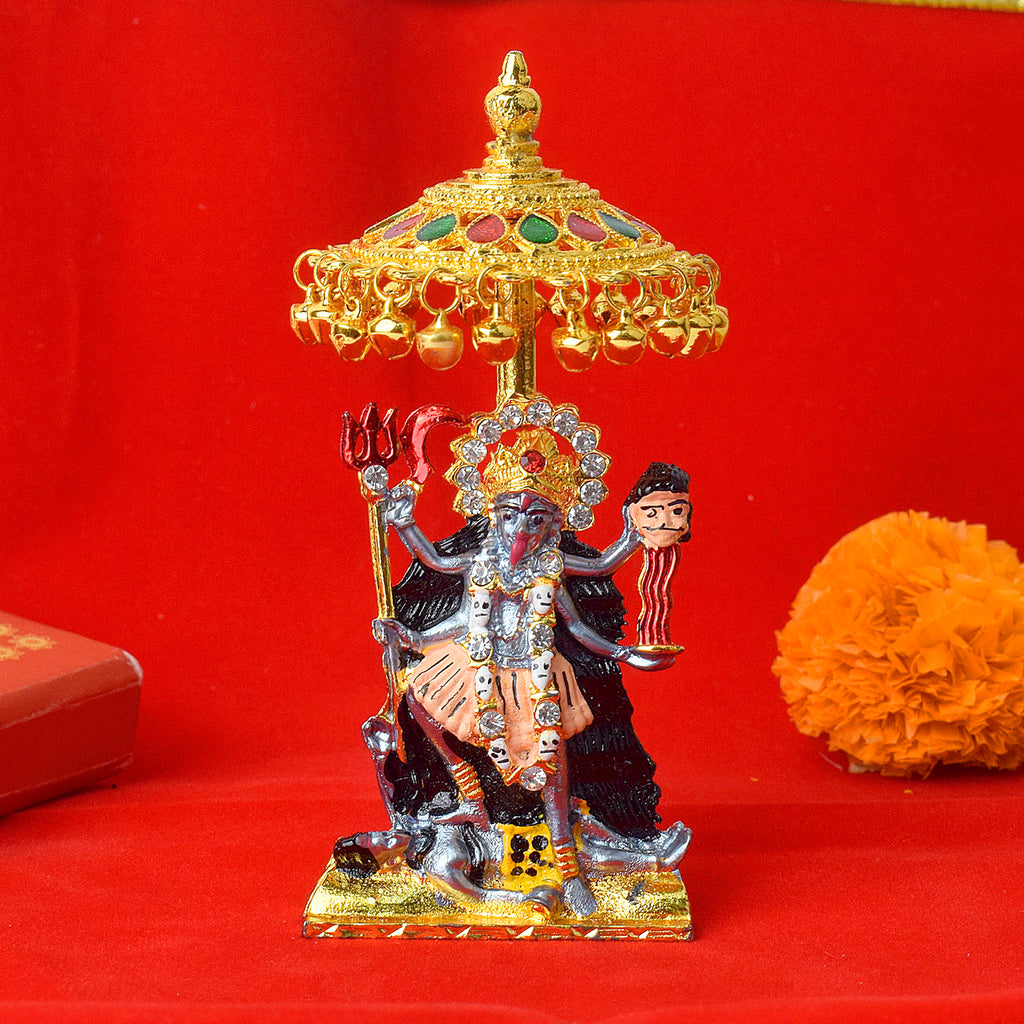 Goddess Kaali with Chatra Idol Puja Store Online Pooja Items Online Puja Samagri Pooja Store near me www.satvikworld.com