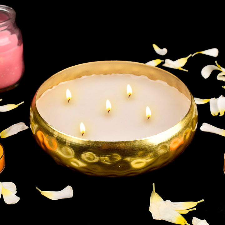 Decorative Brass Scented Candle Urli – Handcrafted Indian Home Décor Bowl with Elegant Design. India’s Largest Pooja Accessories Brand – www.satvikworld.com