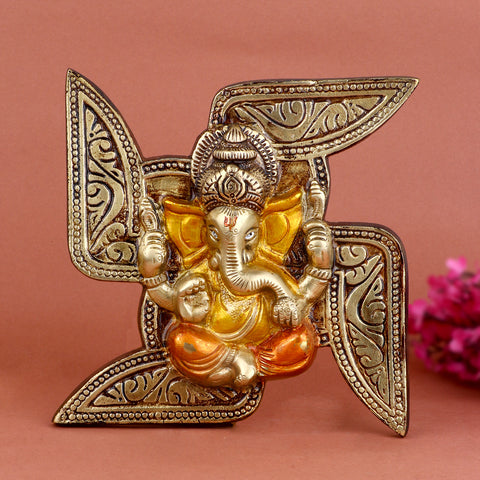 Eye-catching pure brass wall hanging featuring Lord Ganesh in detailed traditional design for home and temple decor. India’s Largest Pooja Accessories Brand – www.satvikworld.com