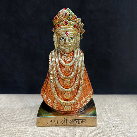 6.3-inch elegant Khatu Shyam statue, exquisitely crafted to symbolize faith, devotion, and divine blessings. Ideal for home temples, spiritual spaces, or as a meaningful gift for those seeking protection and peace. India’s Largest Pooja Accessories Brand – www.satvikworld.com