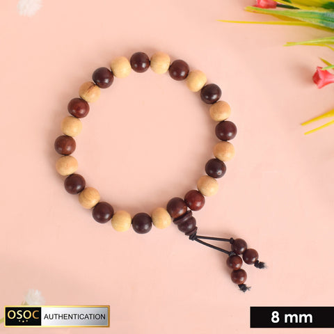 Govt. Certified White & Red Sandalwood Bracelet – Natural Healing Spiritual Beads for Protection and Meditation. India’s Largest Pooja Accessories Brand - www.satvikworld.com