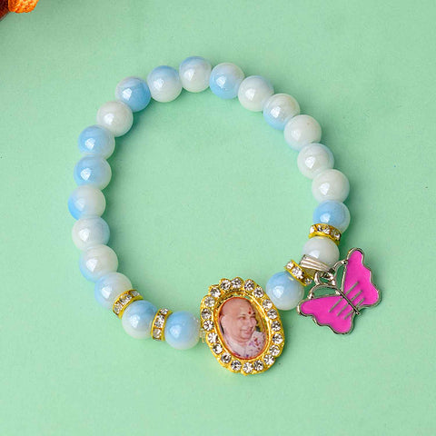 Guruji Swaroop Bracelet – assorted colored beads with charm – spiritual handmade bracelet – Satvikworld.com