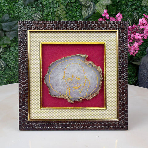 Guruji's Blessings in Agate Wooden Photo Frame featuring spiritual artwork embedded in a natural agate stone with an elegant wooden border India’s Largest Pooja Accessories Brand – www.satvikworld.com