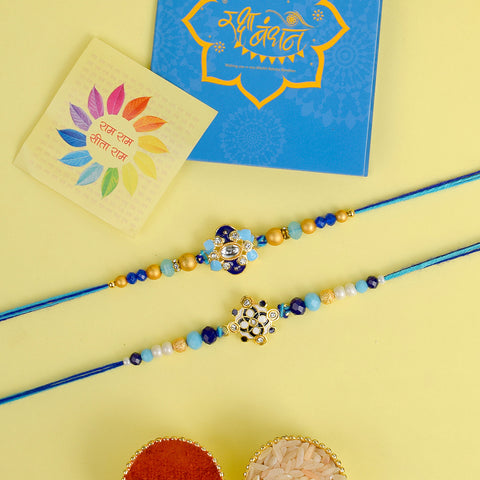 Set of 2 Traditional Rakhis for Brothers with Roli Chawal and Ram Sita Stickers – Raksha Bandhan Gift Pack. India’s Largest Pooja Accessories Brand - www.satvikworld.com