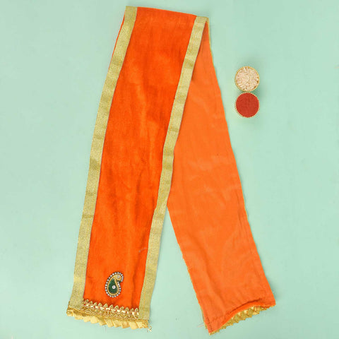 Orange Angvastra/Patka/Duppata – 31-inch vibrant orange devotional cloth perfect for puja, temple rituals, and traditional spiritual ceremonies.India’s Largest Pooja Accessories Brand – www.satvikworld.com