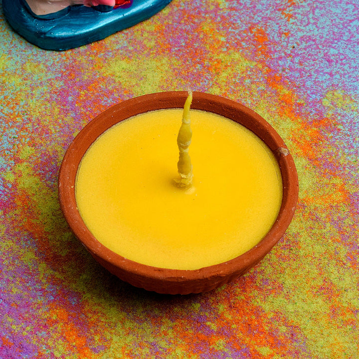 Pure cow ghee Akhand Jyot clay diya burning for 12 to 14 hours, traditional pooja diya for home temple and festivals. India’s Largest Pooja Accessories Brand – www.satvikworld.com
