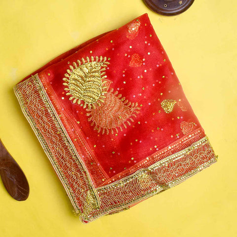 Bring divine grace to your prayers with this beautiful Pink and Gold Chunri, measuring 194 cm (76 inches) in length and 118 cm (46 inches) in height. Adorned with golden motifs and intricate detailing, this premium prayer cloth is perfect for Devi pooja, mandir decor, or festive rituals. Ideal for use during Navratri, Diwali, Karva Chauth, and other Indian celebrations, it adds a touch of elegance and reverence to your spiritual space.

Shop now on Amazon USA or visit Satvik World 