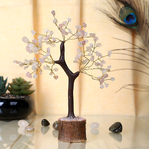 Rose Quartz Crystal Tree for Love, Positive Energy, Harmony, and Emotional Healing Home Decor. India’s Largest Pooja Accessories Brand – www.satvikworld.com