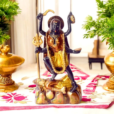 Powerful and Elegant Colored Brass Kali Maa Idol – Divine Brass Statue of Goddess Kali, Symbolizing Strength, Protection, and Transformation. Handcrafted with Colorful Detailing, Perfect for Temple, Home Decor, and Spiritual Worship. Ideal for Puja, Mandir Decoration, and Bringing Blessings of Courage, Spiritual Growth, and Divine Power to Your Space | India’s Largest Pooja Accessories Brand – www.satvikworld.com