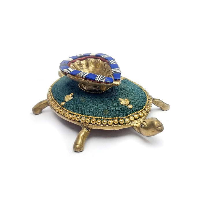 Brass Turtle with Diya for Pooja Puja Store Online Pooja Items Online Puja Samagri Pooja Store near me www.satvikstore.in
