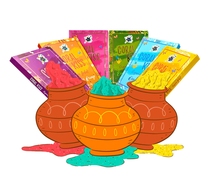 Coral Kiss 6 Pc Set of Skin Friendly Holi Colors Puja Store Online Pooja Items Online Puja Samagri Pooja Store near me www.satvikstore.in