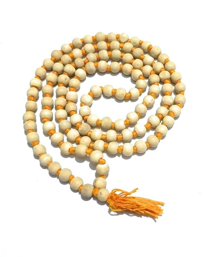 White Chandan Mala (108+1Beads) Puja Store Online Pooja Items Online Puja Samagri Pooja Store near me www.satvikstore.in