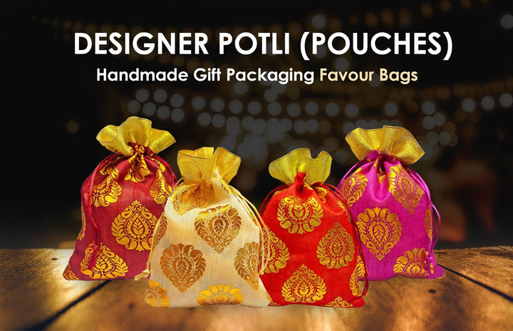 Handmade Designer Potli Dry Fruit Favour Pouches Puja Store Online Pooja Items Online Puja Samagri Pooja Store near me www.satvikstore.in