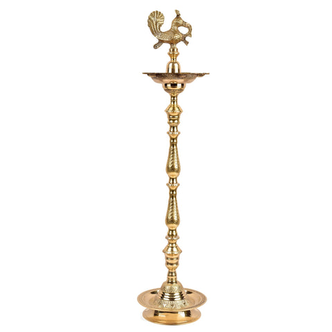52 Inch Brass Kerala Peacock Samai Deepam Inauguration Lamp – Majestic and intricate handcrafted peacock lamp for large-scale inaugurations, rituals, and religious events. India’s Largest Pooja Accessories Brand – www.satvikstore.in