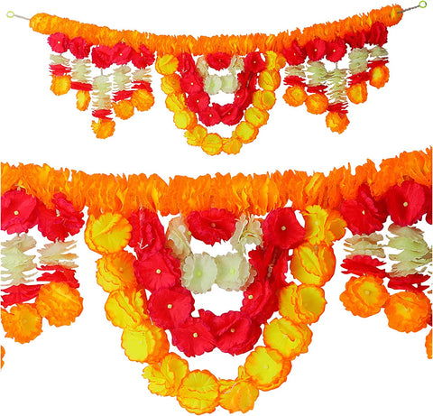 Artificial flower Bandarwal toran with vibrant floral design for festive door decoration and traditional home decor.
India’s Largest Pooja Accessories Brand – www.satvikworld.com
