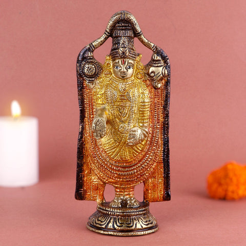 Lord Tirupati Balaji Brass Idol – Divine Brass Statue of Lord Tirupati Balaji, Symbolizing Blessings, Prosperity, and Protection, Perfect for Temple, Home Decor, and Spiritual Worship, Intricately Crafted Idol for Puja and Mandir Decoration, Buy Tirupati Balaji Brass Statue Online, Affordable God Statue Prices | India’s Largest Pooja Accessories Brand – www.satvikworld.com