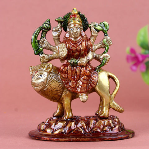 Brass Sherawali Maa idol, intricately designed to depict Goddess Durga in her powerful form, symbolizing strength, protection, and divine blessings. Ideal for home temples, worship spaces, or as a gift for spiritual occasions. India’s Largest Pooja Accessories Brand – www.satvikworld.com