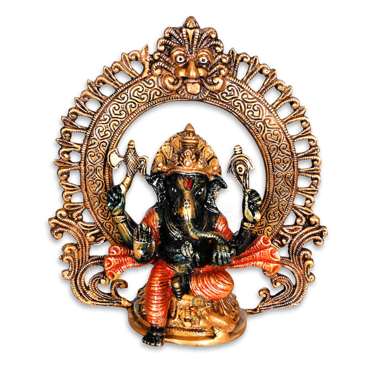 Engraved Brass Ganesh Idol with Copper Finish Puja Store Online Pooja Items Online Puja Samagri Pooja Store near me www.satvikstore.in