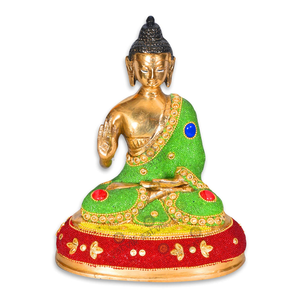 Brass Gautam Buddha Idol with Stone Finish Puja Store Online Pooja Items Online Puja Samagri Pooja Store near me www.satvikstore.in