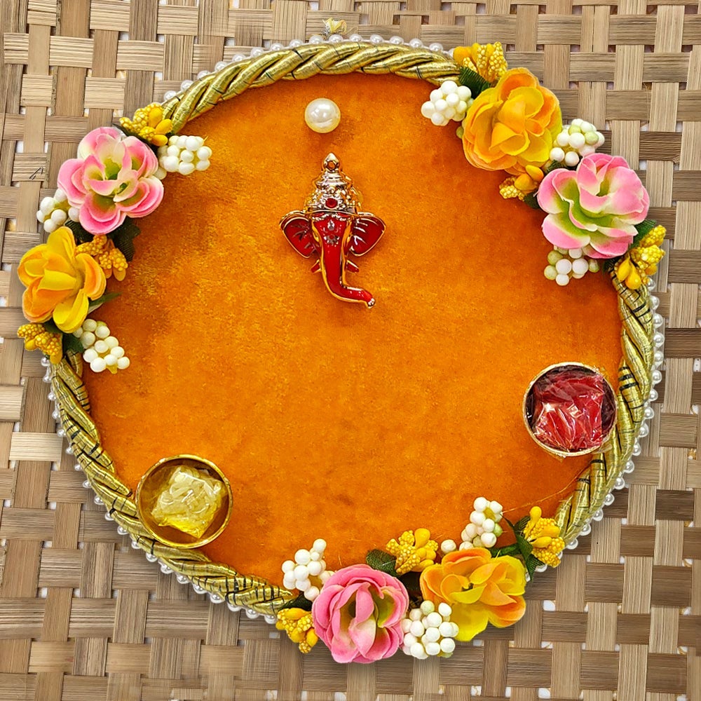 Handmade Floral Decorative Thali Puja Store Online Pooja Items Online Puja Samagri Pooja Store near me www.satvikstore.in