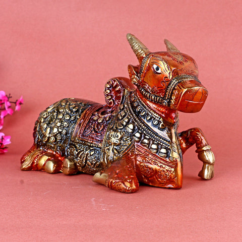 Antique Brass Nandi (Mehroon) – Exquisite Brass Statue of Nandi, Lord Shiva’s Sacred Bull, Handcrafted with Intricate Detailing and a Beautiful Mehroon Finish. Ideal for Home, Temple, and Spiritual Decor, Perfect for Puja, Mandir Decoration, and Bringing Blessings of Strength, Loyalty, and Divine Protection | India’s Largest Pooja Accessories Brand – www.satvikworld.com