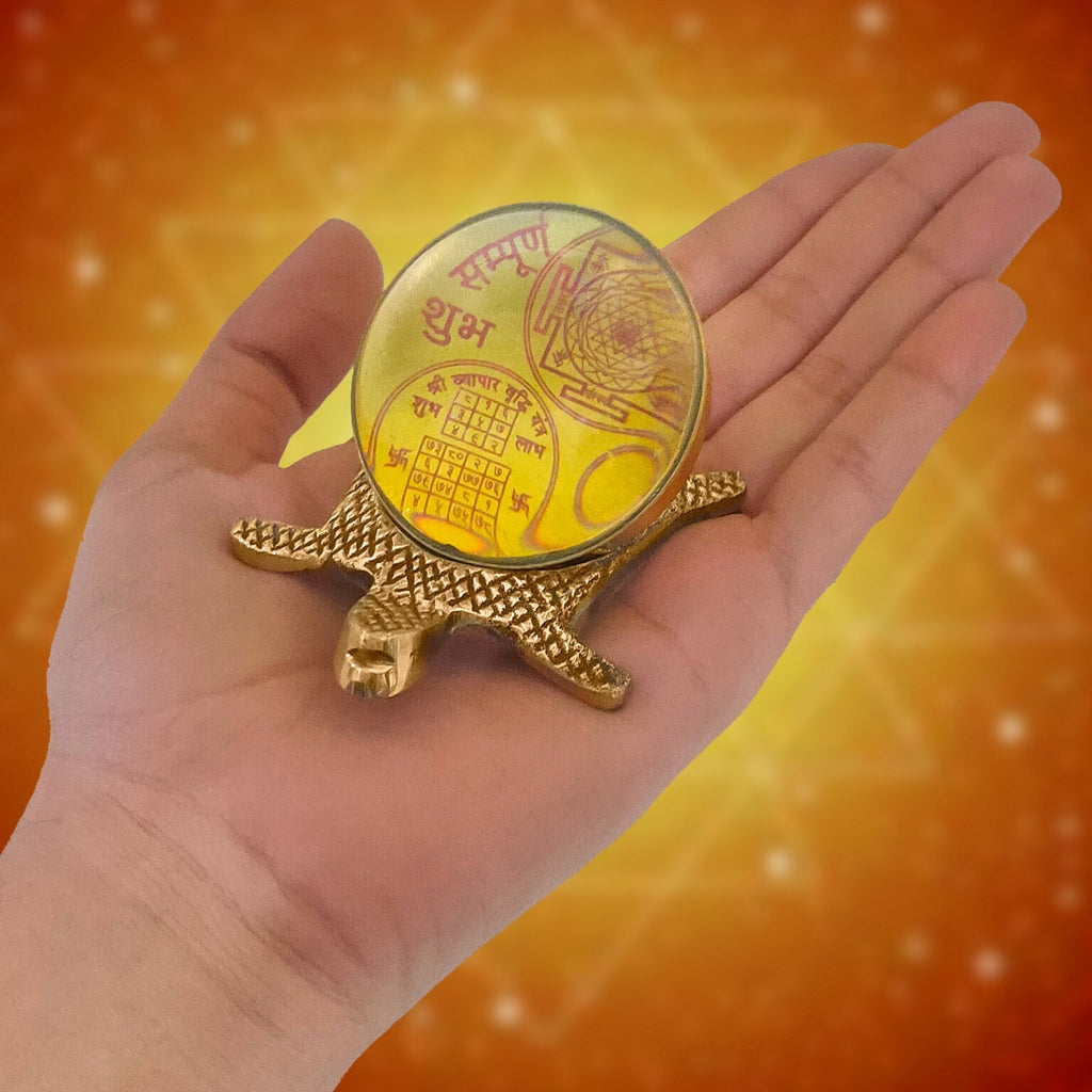 Feng Shui Turtle with Glass (Shree Yantra) Puja Store Online Pooja Items Online Puja Samagri Pooja Store near me www.satvikstore.in