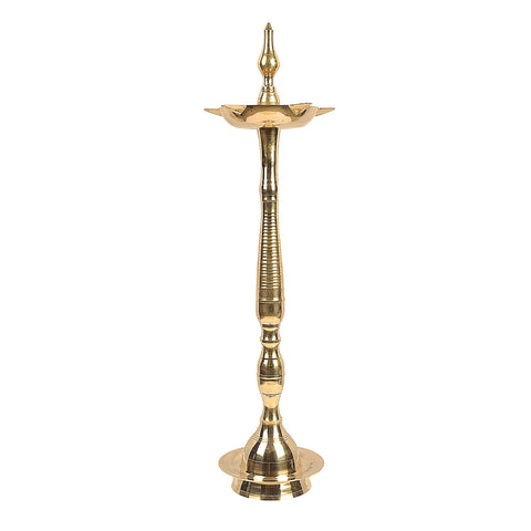 28 Inch Brass Kerala Diya Samai Lamp – Grand handcrafted lamp for temples, rituals, and festive occasions. Perfect for spiritual lighting and celebrations. India’s Largest Pooja Accessories Brand – www.satvikstore.in