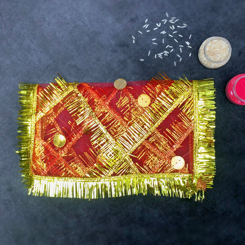 Elegant 1 Pc. frill Mata ki Chunari measuring 24x9 inches for pooja and idol decoration. India’s Largest Pooja Accessories Brand – www.satvikworld.com